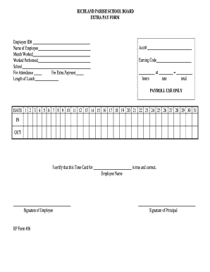 Richland Parish School Board Extra Pay Form
