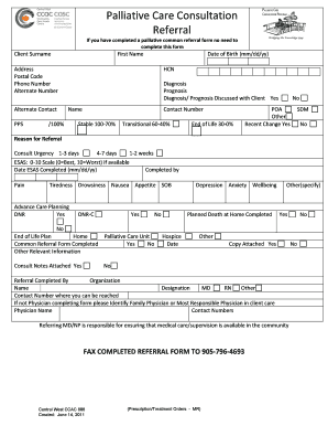 Palliative Care Consultation Referral Form