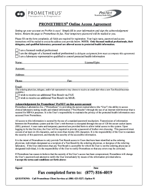 Prometheus ProNET Online Access Agreement
