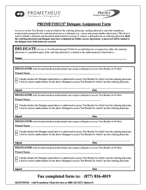 Prometheus Delegate Assignment Form