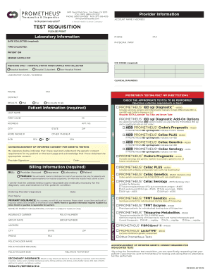 Prometheus Test Requisition Form