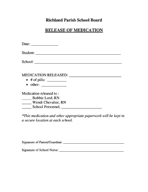 Release of Medication Form