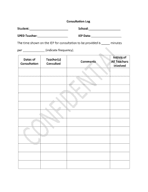 Special Education Consultation Log