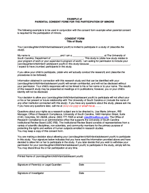 Parental Consent Form for Minors