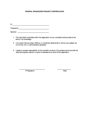 Federal Sponsored Project Certification