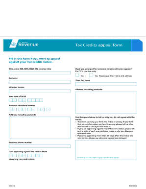 Tax Credits Appeal Form