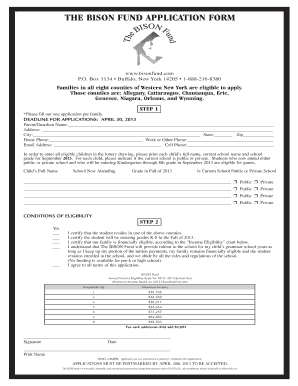 Bison Fund Application Form
