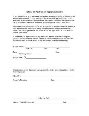 Refusal to Pay Student Representation Fee