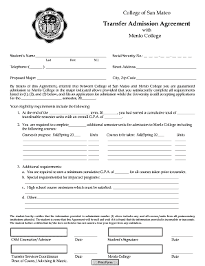 Transfer Admission Agreement