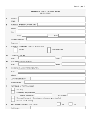 Animal Use Protocol Application
