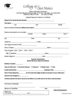 Duplicate Diploma Request Form