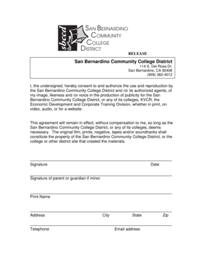 San Bernardino Community College District Media Consent Form