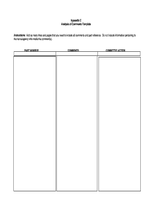 Appendix C Analysis of Comments Template