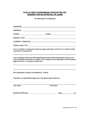 Condominium Lease Renewal Request