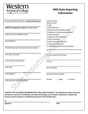 EMS State Reporting Form