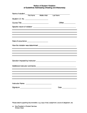 Notice of Student Violation