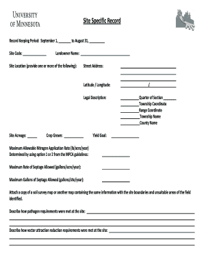 Site Specific Record Form