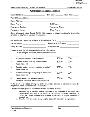 Authorization for Medical Treatment