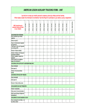 American Legion Auxiliary Service Tracking Form