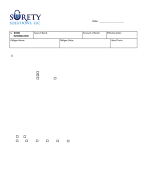 Business Surety Bond Application