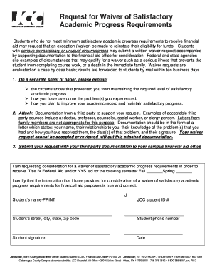 Request for Waiver of Satisfactory Academic Progress