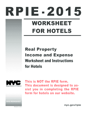 Real Property Income and Expense Worksheet for Hotels