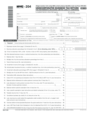 New York City Unincorporated Business Tax Return
