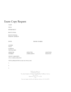 Exam Copy Request Form