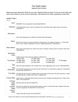 Quilt Documentation Form