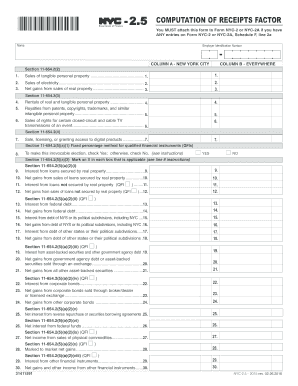 Form NYC-2.5 Computation of Receipts Factor