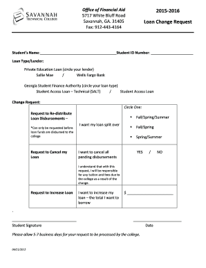 Loan Change Request Form