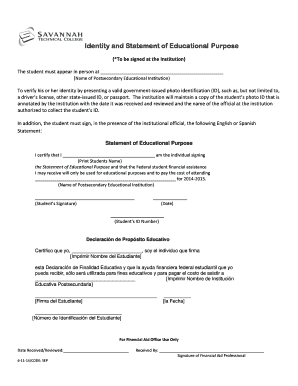 Identity and Statement of Educational Purpose