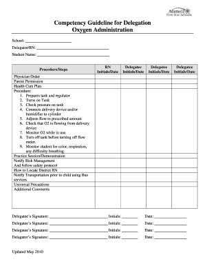 Competency Guideline for Delegation Oxygen Administration