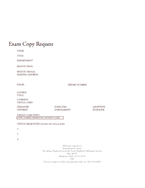 Exam Copy Request Form