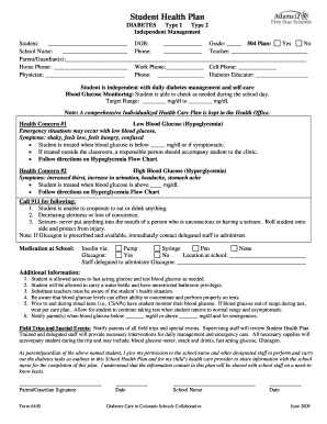 Diabetes Care Plan for Students