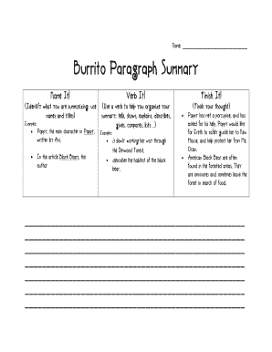 Burrito Paragraph Summary Form