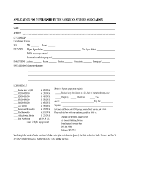 American Studies Association Membership Application