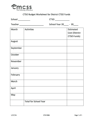 CTSO Budget Worksheet for District Funds