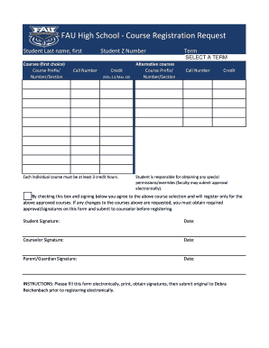 FAU High School Course Registration Request