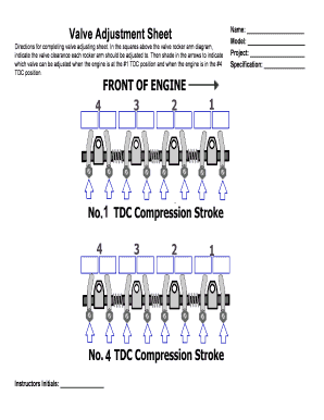 Valve Adjustment Sheet