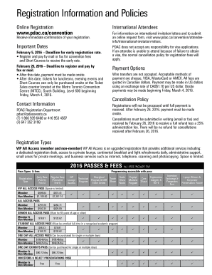 PDAC 2016 International Convention Registration Form