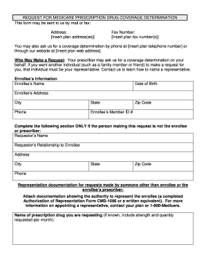 Medicare Prescription Drug Coverage Determination Form