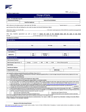 Change of Karta Form
