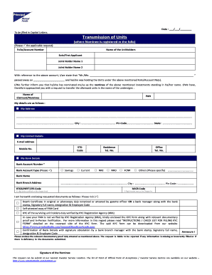 Transmission of Units Form