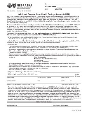 Individual Request for Health Savings Account (HSA)