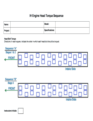 Engine Head Bolt Torque Sequence Form