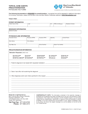 Blue Cross and Blue Shield of Nebraska Acne Medication Preauthorization Form