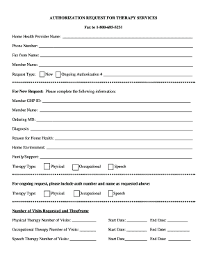 Authorization Request for Therapy Services