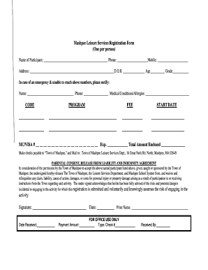 Mashpee Leisure Services Registration Form