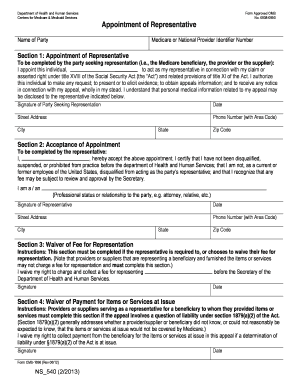 Appointment of Representative Form CMS-1696